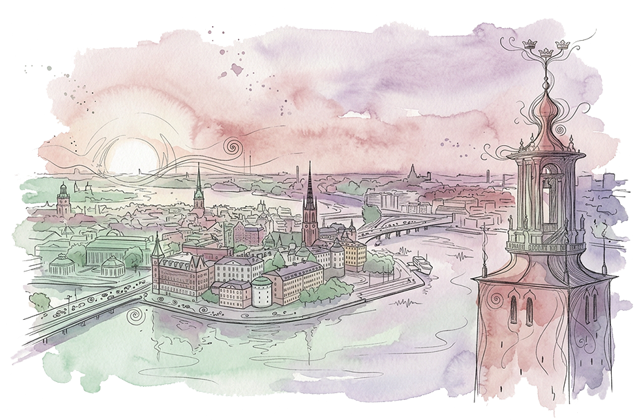 Stockholm skyline illustration